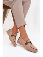 Mokasyny Loafersy Dámské Z Eko Zamszu Béžové Darwen