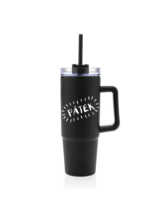 PÁTEK - černý cestovní hrnek s průhledným víčkem 900 ml  