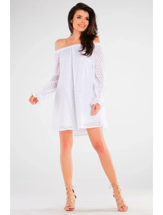 Denné šaty A435 Biela - Awama Denné šaty A435 Biela - Awama