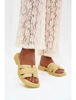 Dámské pantofle na ploché podrážce Žluté Lorania