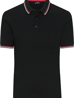 Daiber JN 1306 Pánske polo tričko z hrubého piqué s prúžkami 02.1306 čierne/biele/červené