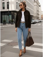 FashionStreet dámska semišová bunda bomber v čokoládovej farbe TY5577