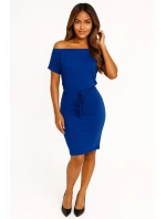 139-12 Športové šaty s krátkymi rukávmi a vreckami - chrpová modrá