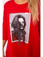 Šaty s potlačou a rozšírenou spodnou časťou červené