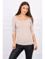 Blúzka s okrúhlym výstrihom béžová