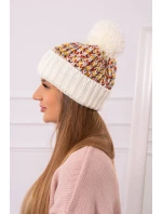 Dámska čiapka s brmbolcom Ellen K325 ecru