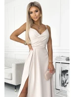 299-6 CHIARA elegantné maxi dlhé šaty bez ramienok - BEACH