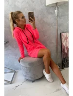 Šaty s kapucňou mikina ružová neónová