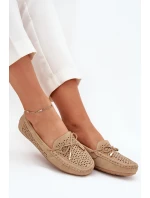 Mokasyny Damskie Z Ażurowym Wzorem I Wiązaniem Khaki Mirisa