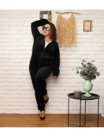 Čierna dámska tepláková súprava plus size s kapucňou na zips (8216) Čierna dámska tepláková súprava plus size s kapucňou na zips (8216)