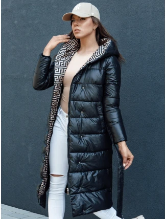 Dámsky prešívaný zimný kabát s kapucňou GRACE čierny FashionStreet TY4501
