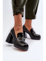 Półbuty Lakierowane Damskie Na Słupku Czarne D&A MR38-906