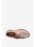 Kožené dámské elegantní šněrovací polobotky Zazoo 4238 Zlaté