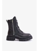 Zateplené dámske pracovné topánky z eko kože Big Star Black