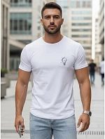 Pánske bavlnené tričko s minimalistickým potlačou, biele, FashionStreet NX0137R Pánske bavlnené tričko s minimalistickým potlačou, biele, FashionStreet NX0137R