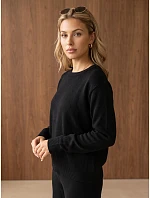 Dámska pletená súprava so širokými nohavicami, čierna, FashionStreet AY1225