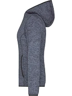 Daiber JN 588 Dámska pletená fleecová bunda s kapucňou 02.0588 denim melange/čierna Daiber JN 588 Dámska pletená fleecová bunda s kapucňou 02.0588 denim melange/čierna