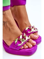 Damskie Zamszowe Sandały Na Masywnym Obcasie Lewski Shoes 3207 Fuksja