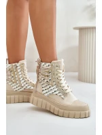 Wysokie Trampki Damskie Na Masywnej Platformie Jasnobeżowe Kernia