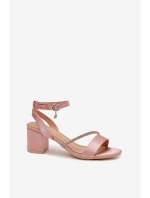 Sandały Damskie Na Słupku Z Cyrkoniami Vinceza 20268 Beżowe