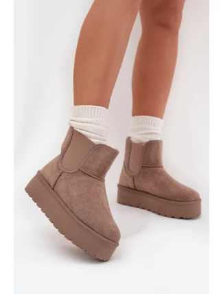 Damskie Śniegowce Z Elastyczną Wstawką Khaki Kiora