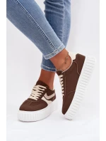 Dámské tenisky na platformě z eko semiše hnědé Cadrina