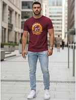 Pánske bavlnené tričko s motorkárskou potlačou bordová FashionStreet NX5095R Pánske bavlnené tričko s motorkárskou potlačou bordová FashionStreet NX5095R