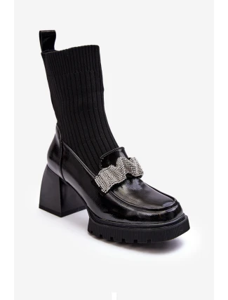 Botki Damskie Ze Skarpetą Na Obcasie D&A MR870-41 Czarne