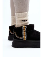 Śniegowce Na Platformie Ze Wzorem Czarne Udra