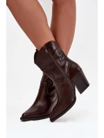 Dámské Kovábojky Eko Kůže Na Podpatku Čokoládové Sorelia