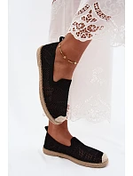 Dámske čipkované espadrilky z látky Black Candessa Dámske čipkované espadrilky z látky Black Candessa