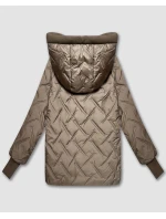 Dámska bunda s pletenými vložkami S'West beige (B8561-12)