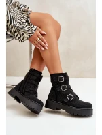 Ocieplane Botki Damskie Ze Zdobieniem Czarne Ciascia