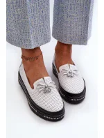 Dámske kožené mokasíny na platforme S.Barski white