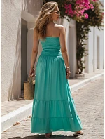 Dámske maxi šaty bez ramienok v morskom odtieni FashionStreet EY2667