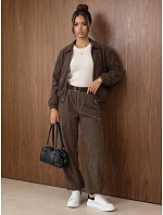 Dámske joggerové nohavice z manšestru s opaskom, Fango, FashionStreet, UY3139 Dámske joggerové nohavice z manšestru s opaskom, Fango, FashionStreet, UY3139
