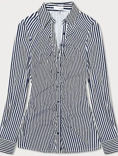 Koszula w paski z marszczeniami granatowo-biała (AWY2015D)