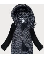 Čierna nadrozmerná prechodná bunda z rôznych lepených materiálov Vaston (F-23729-2#) Čierna nadrozmerná prechodná bunda z rôznych lepených materiálov Vaston (F-23729-2#)