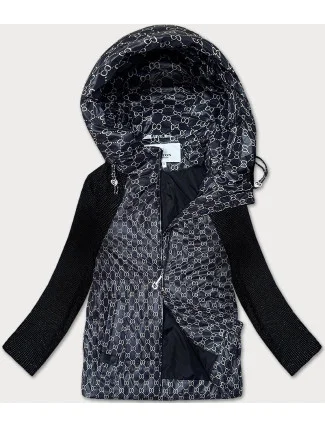 Čierna nadrozmerná prechodná bunda z rôznych lepených materiálov Vaston (F-23729-2#) Čierna nadrozmerná prechodná bunda z rôznych lepených materiálov Vaston (F-23729-2#)