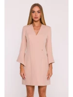 M876 Šaty so širokými manžetami - béžové