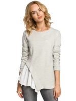 M333 Asymetrická vrstvená blúzka - svetlo šedá