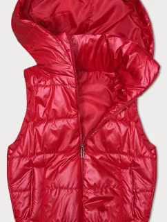 Červená páperová vesta s odnímateľnou kapucňou (B8247-4)