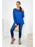 Sveter s prednými vreckami nevädze modrá