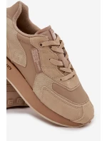 Skórzane Sneakersy Męskie Big Star OO174298 Hi-Poly System Beżowe