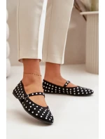 Zdobione Baleriny Z Paskiem Eko Zamszowe Czarne Tirilissa