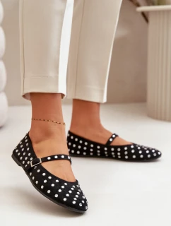 Zdobione Baleriny Z Paskiem Eko Zamszowe Czarne Tirilissa