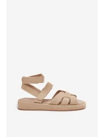 Sandały Damskie Z Rzepami Beżowe Uvissa