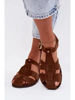 Dámské římské sandály Ploché Hnědé Belanessa