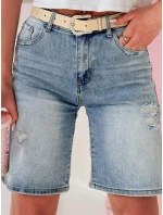 Dámske džínsové šortky s opaskom SHORTIVA modré FashionStreet SY0476