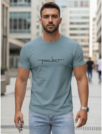Pánske bavlnené tričko s nápisom Project London v petrolovej farbe od FashionStreet NX5127R
